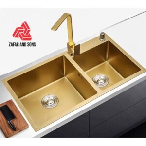 Imported handmade double bowl kitchen sink with complete fittings-product image 3 (1)