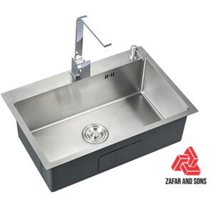 Imported handmade single bowl kitchen sink with complete fittings-product image 4