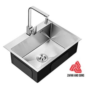 Imported handmade single bowl kitchen sink with complete fittings-product image 5