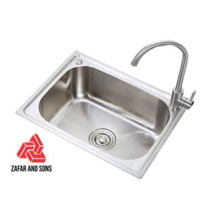 Imported machine made single bowl kitchen sink with complete fittings-product image 1